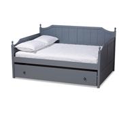 Baxton Studio Millie Cottage Farmhouse Grey Finished Wood Full Size Daybed with Trundle